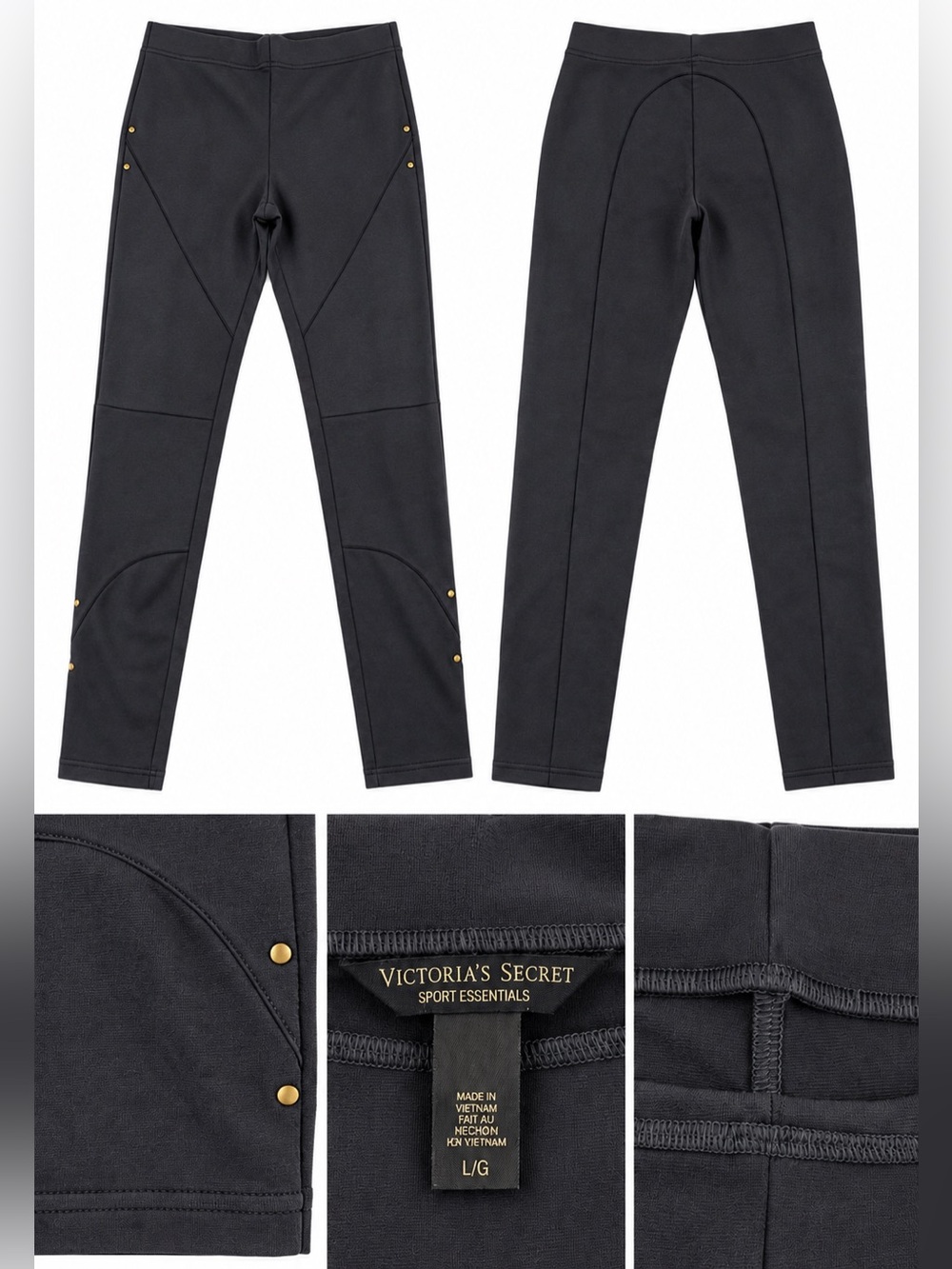 Victoria’s Secret Supersoft Essentials Black Studded Leggings L